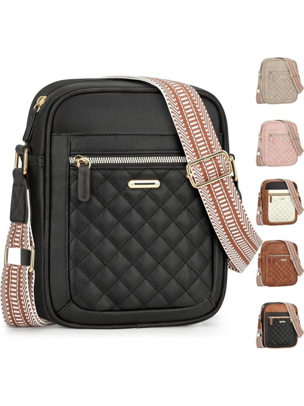 Women's Black Small Shoulder Bags with Adjustable Strap for Travel Workout